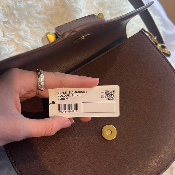 Charles & Keith Brown Shoulder Bag with Gold Accents - Picture 6 of 7